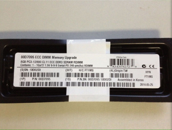 Original 00D7095 8GB (1x8GB) 2Rx4 1.5V PC3-12800 CL11 ECC DDR3 1600MHz LP RDIMM, in stock.